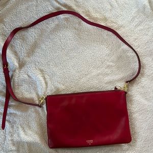 Fossil 1954 red leather crossbody bag